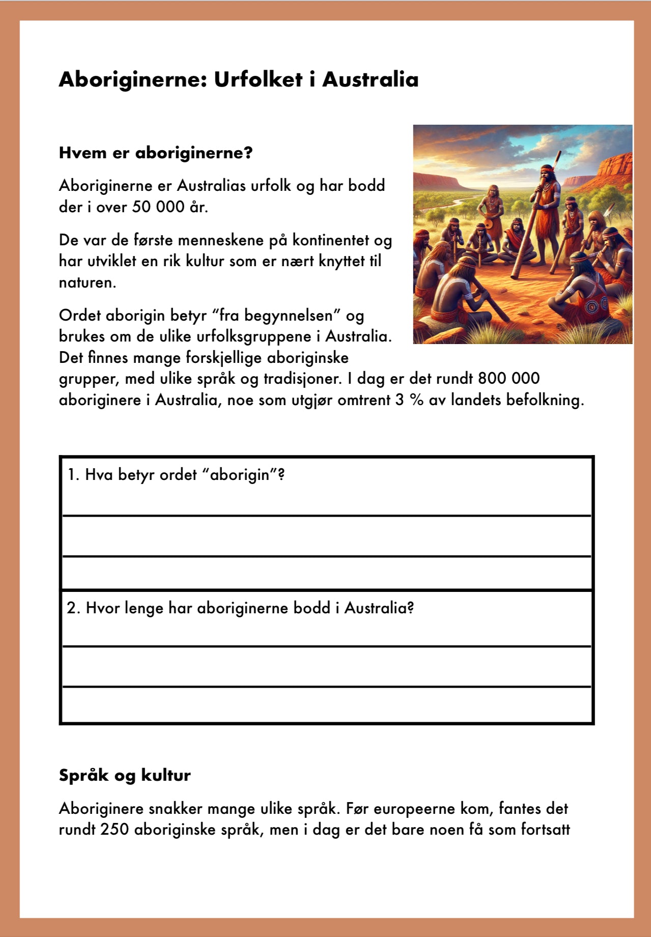 Arbeidshefte Aboriginerne