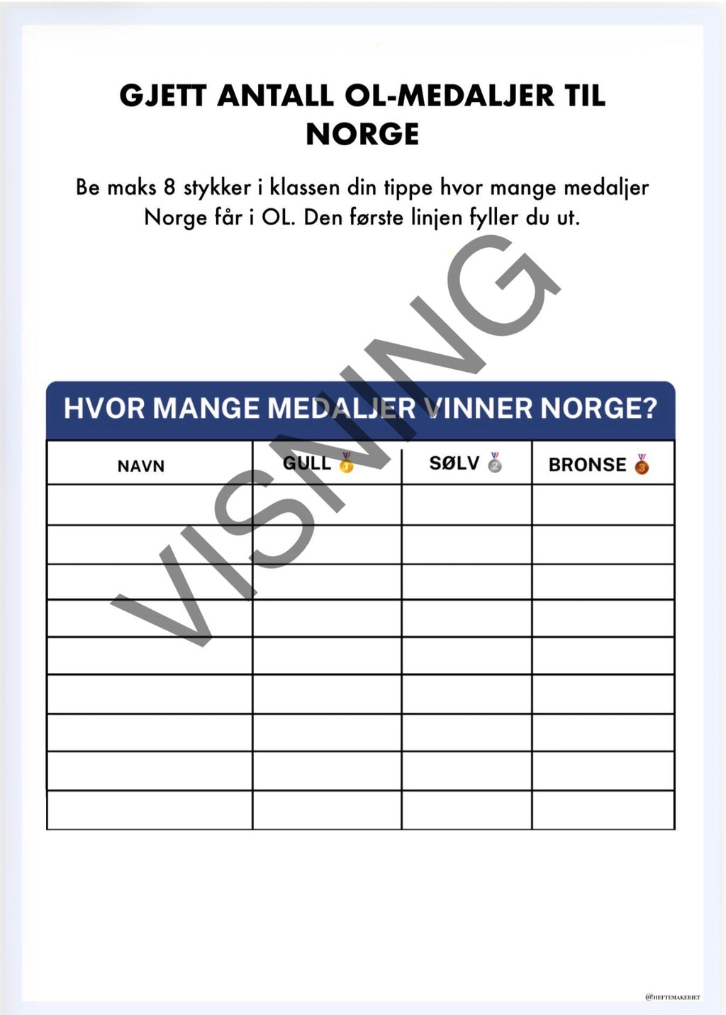 Vinter-OL Arbeidshefte