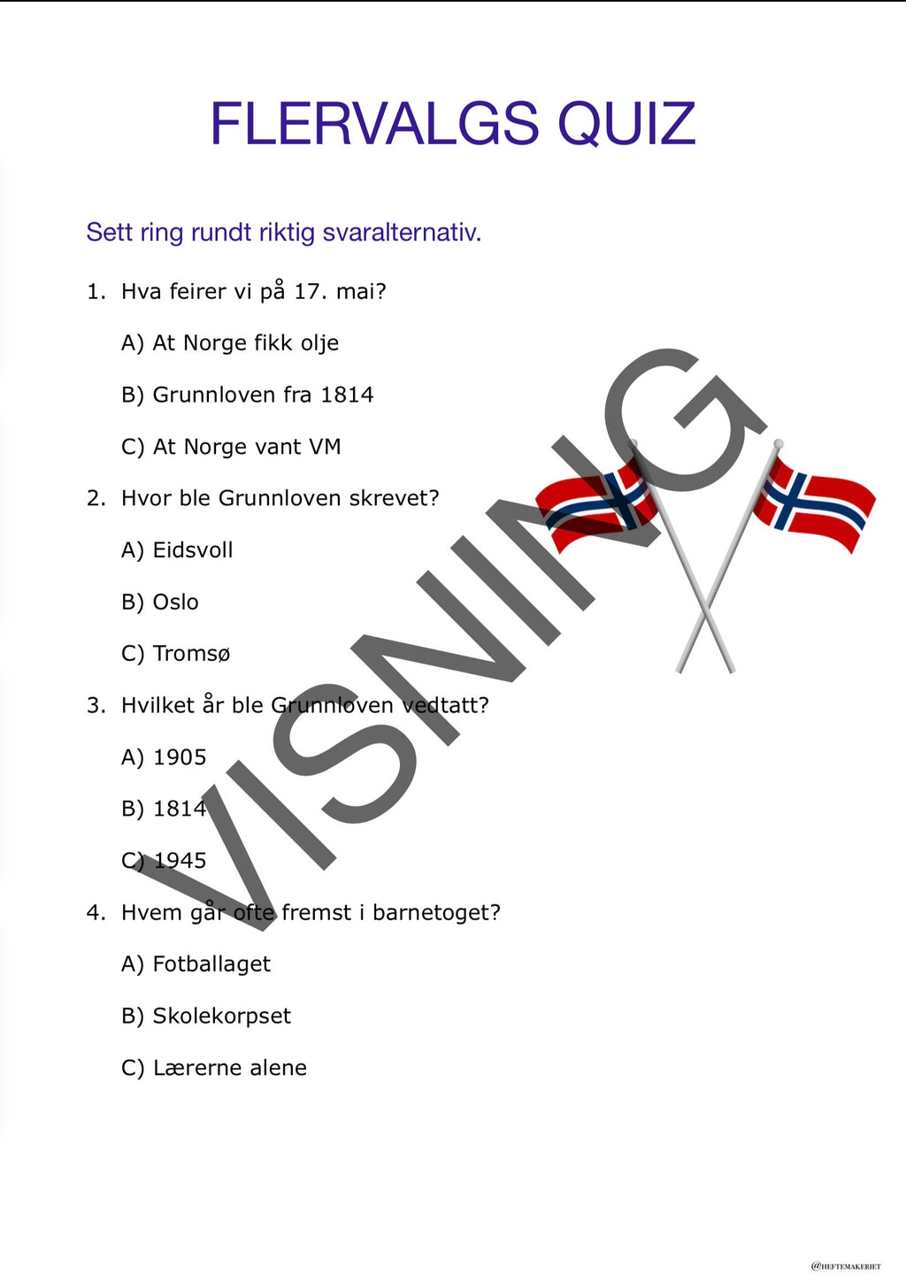 17. mai Arbeidshefte 3.-4. trinn