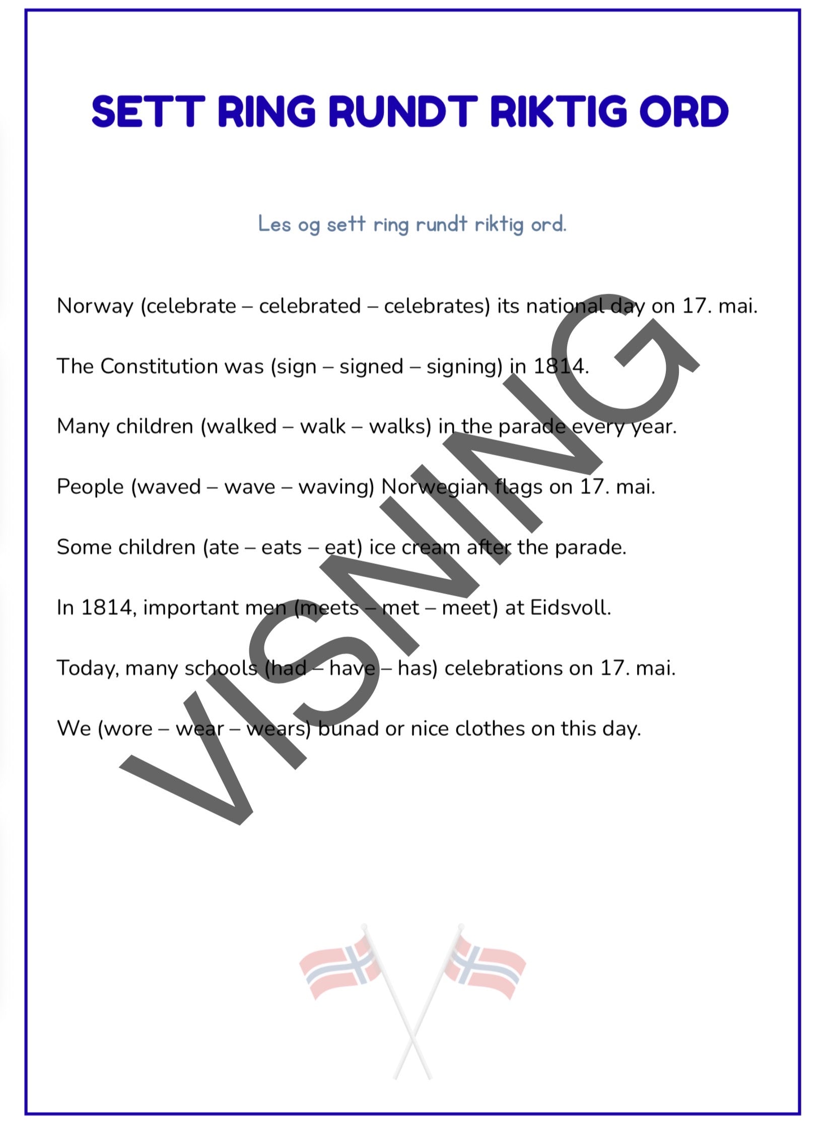 17. mai Arbeidshefte 5.-6. trinn