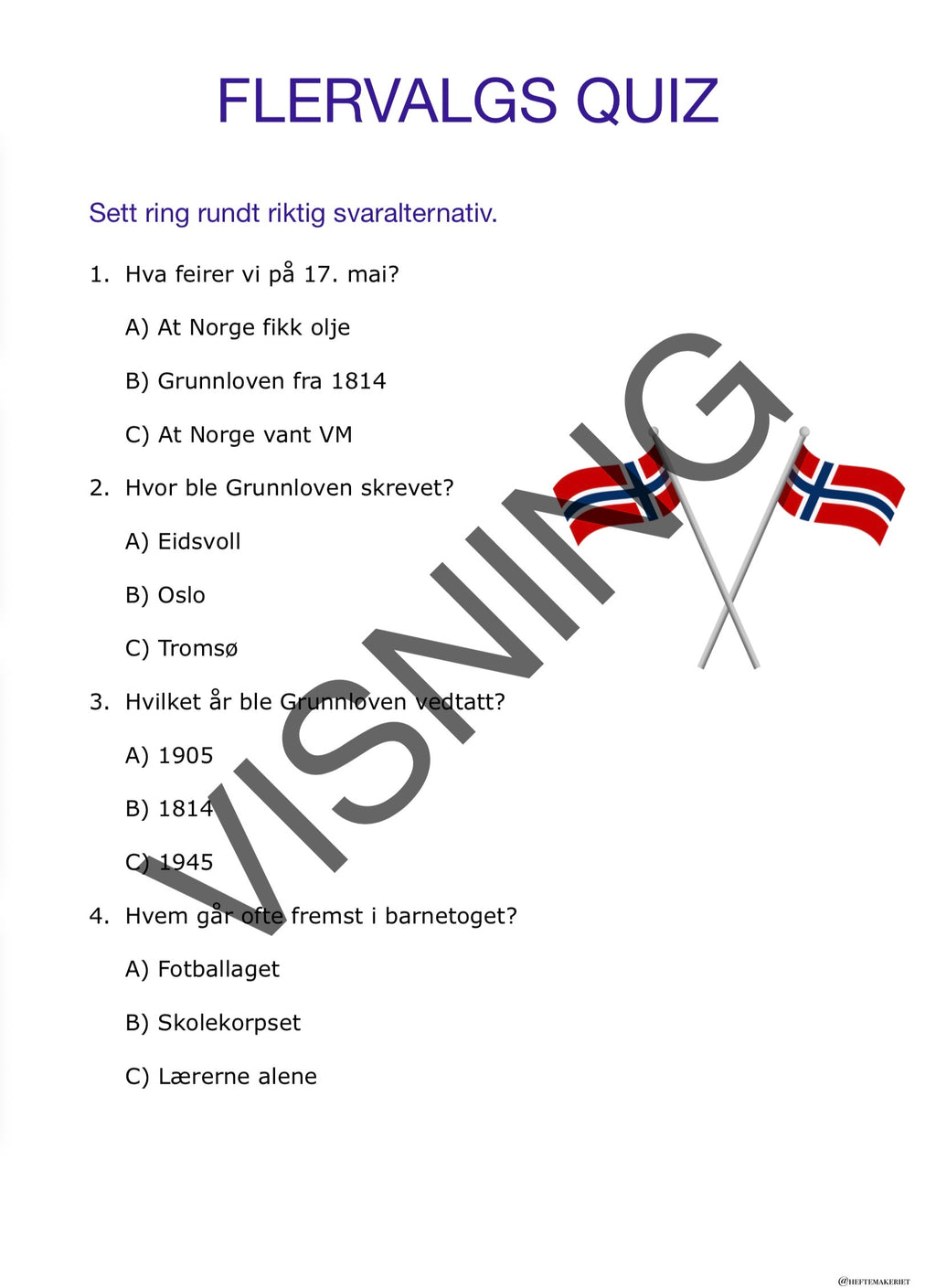 17. mai Arbeidshefte 5.-6. trinn