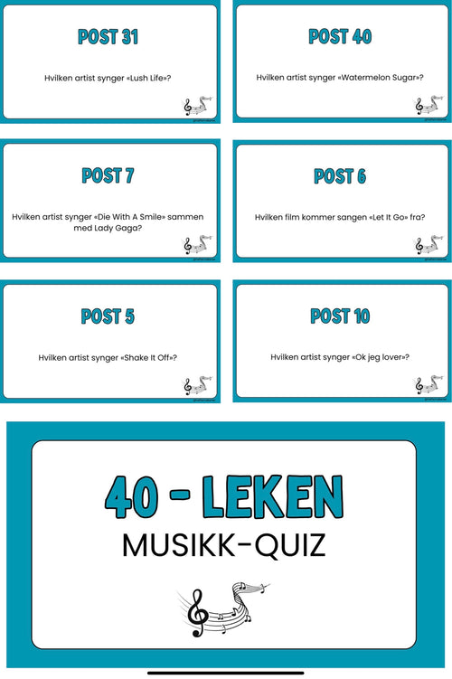 40-leken Musikk-Quiz (med og uten svaralternativer)